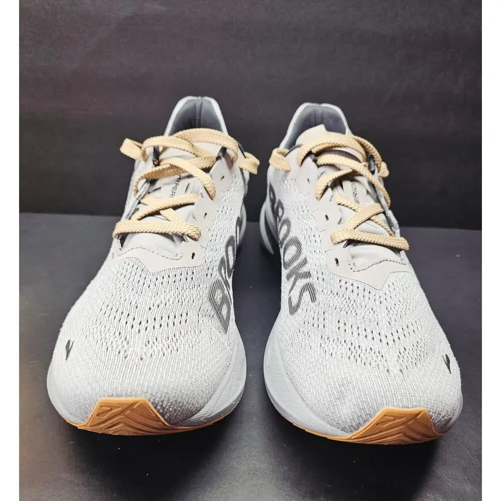 Brooks Men's Light Gray and Cream Running Sneakers